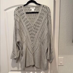 Gray Knit V-Neck Sweater